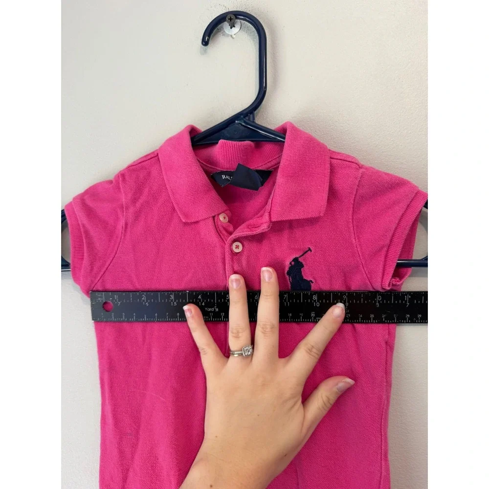Ralph Lauren Kids Pink Ruffle Polo Dress Navy Pony Size 5